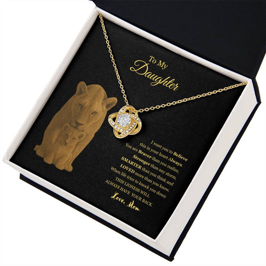 To My Daughter Love Knot Necklace
