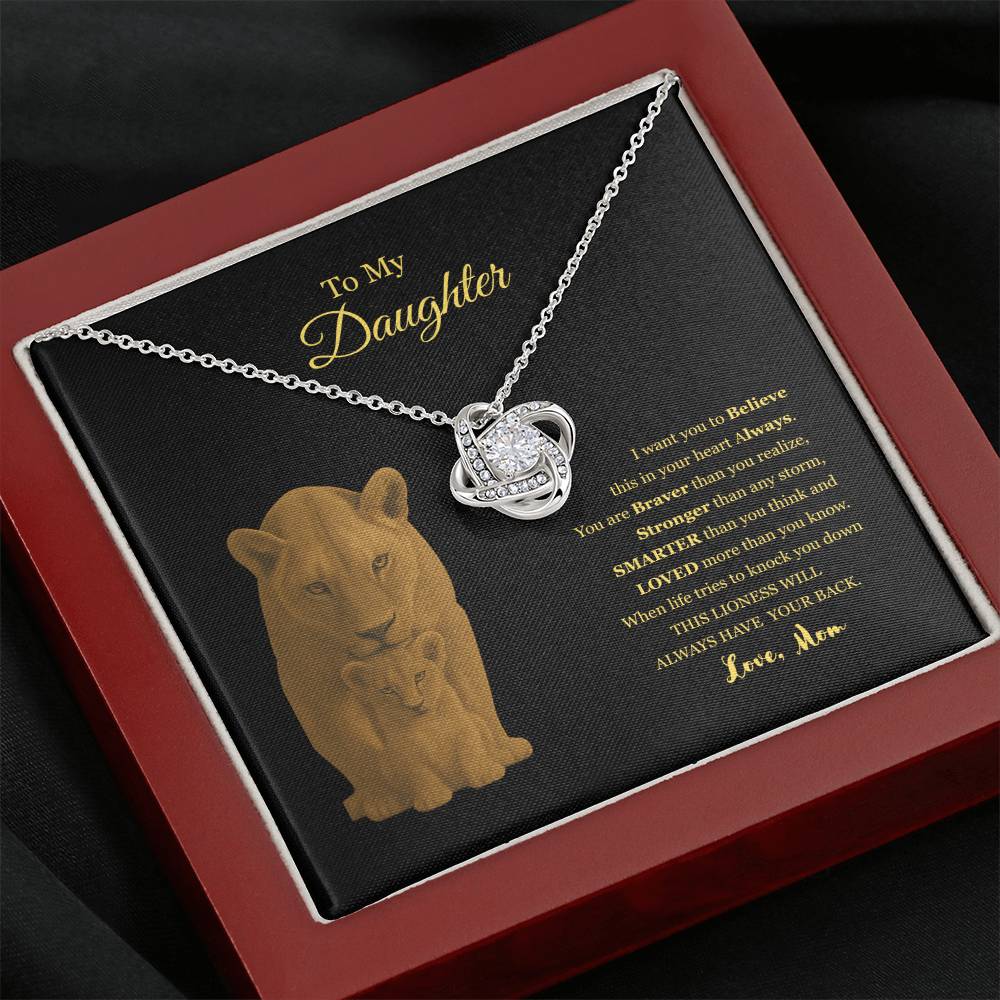 To My Daughter Love Knot Necklace