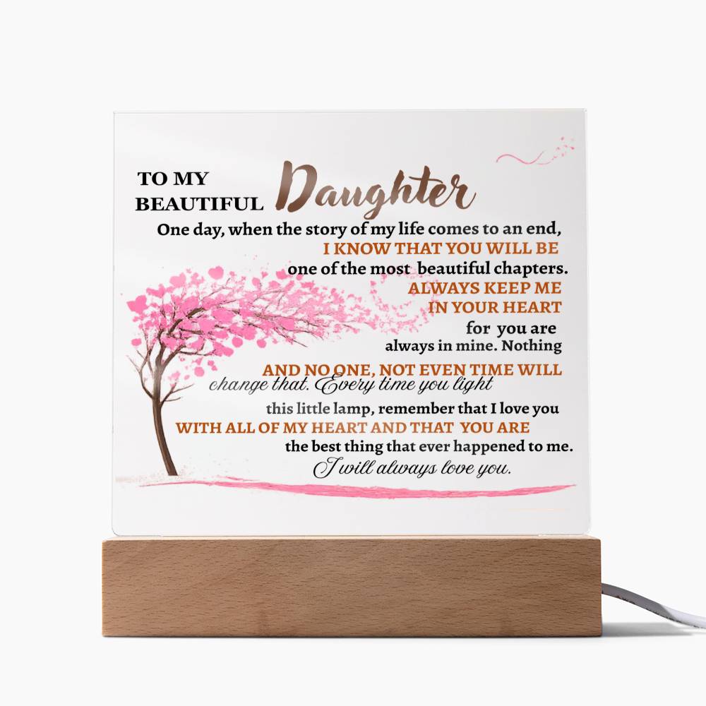 To My Beautiful Daughter | Lighted Acrylic Square Plaque