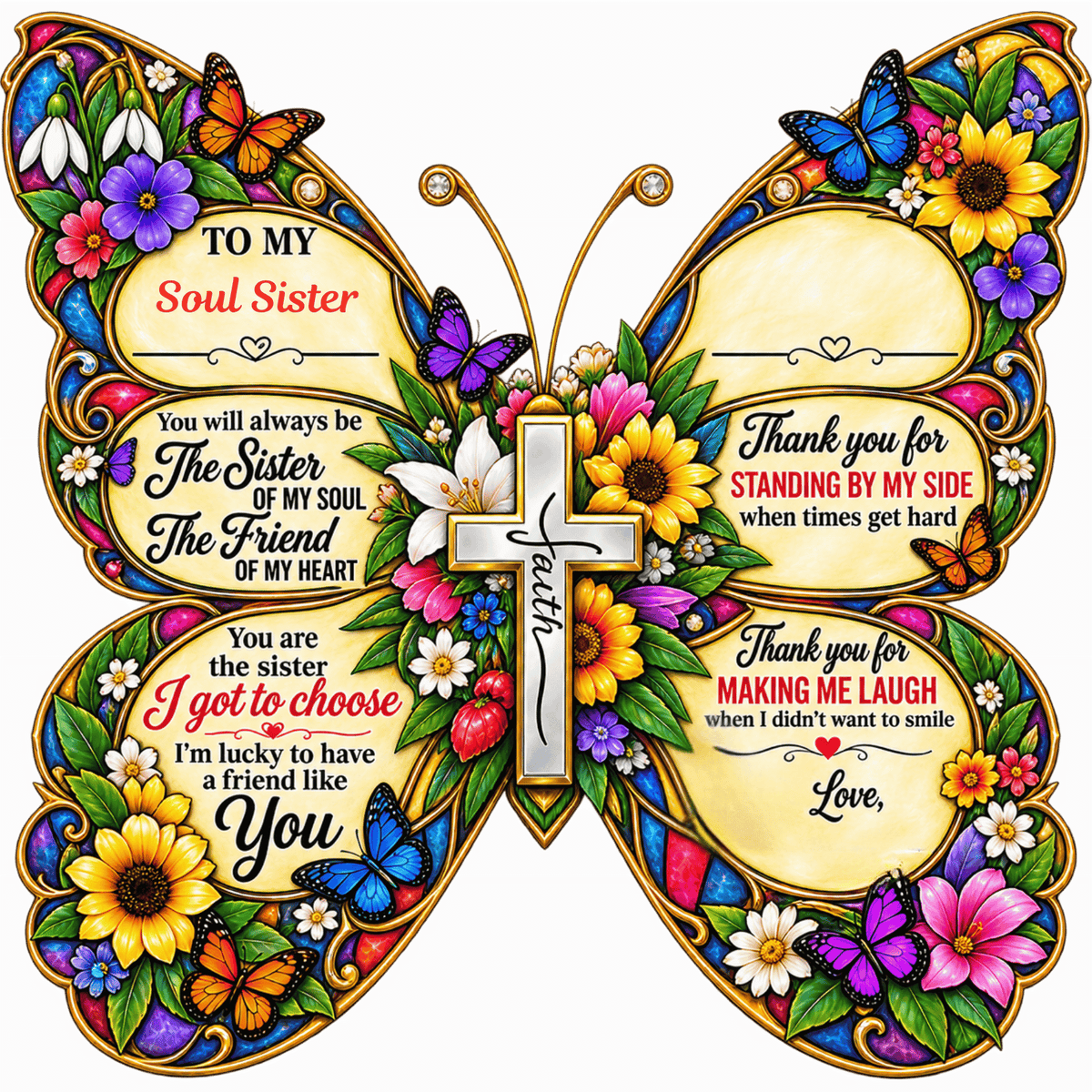 Personalized Butterfly Friendship Plaque – Best Friend, Bestie & Soul Sister Gift