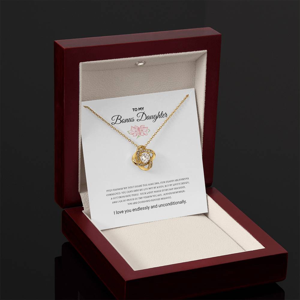 Bonus Daughter Love Knot Necklace |(Yellow & White Gold Variants)