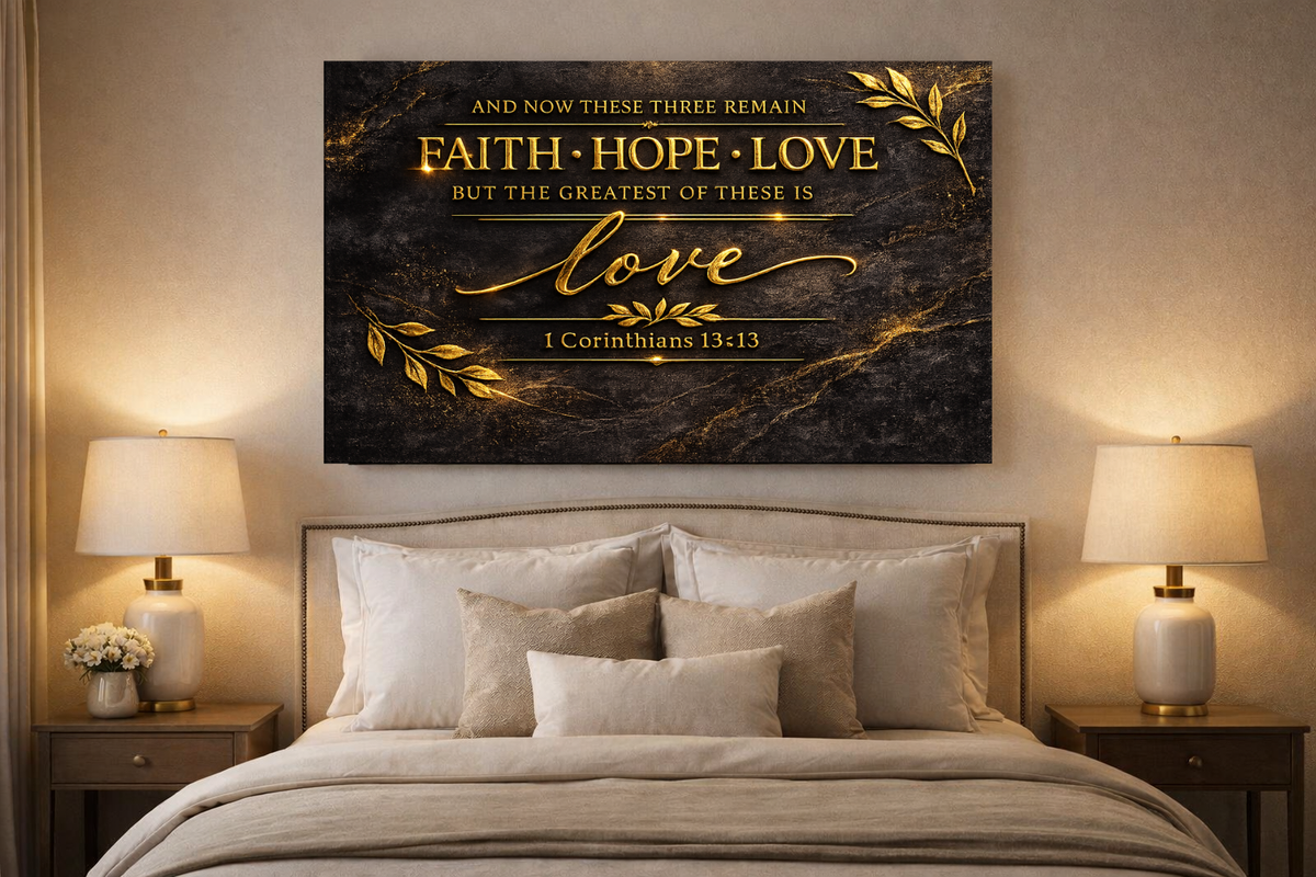 Legacy Faith Collection™ — Engraved Dark with Gold Scripture Canvas