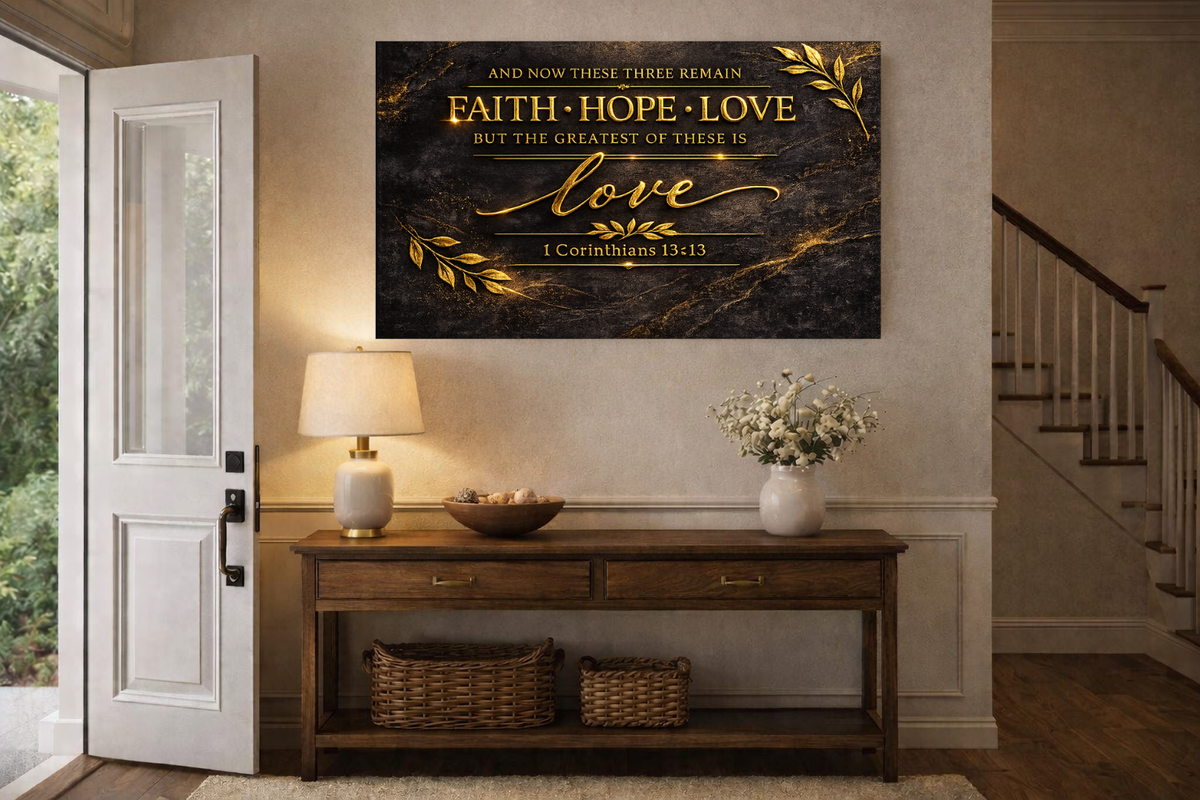 Legacy Faith Collection™ — Engraved Dark with Gold Scripture Canvas