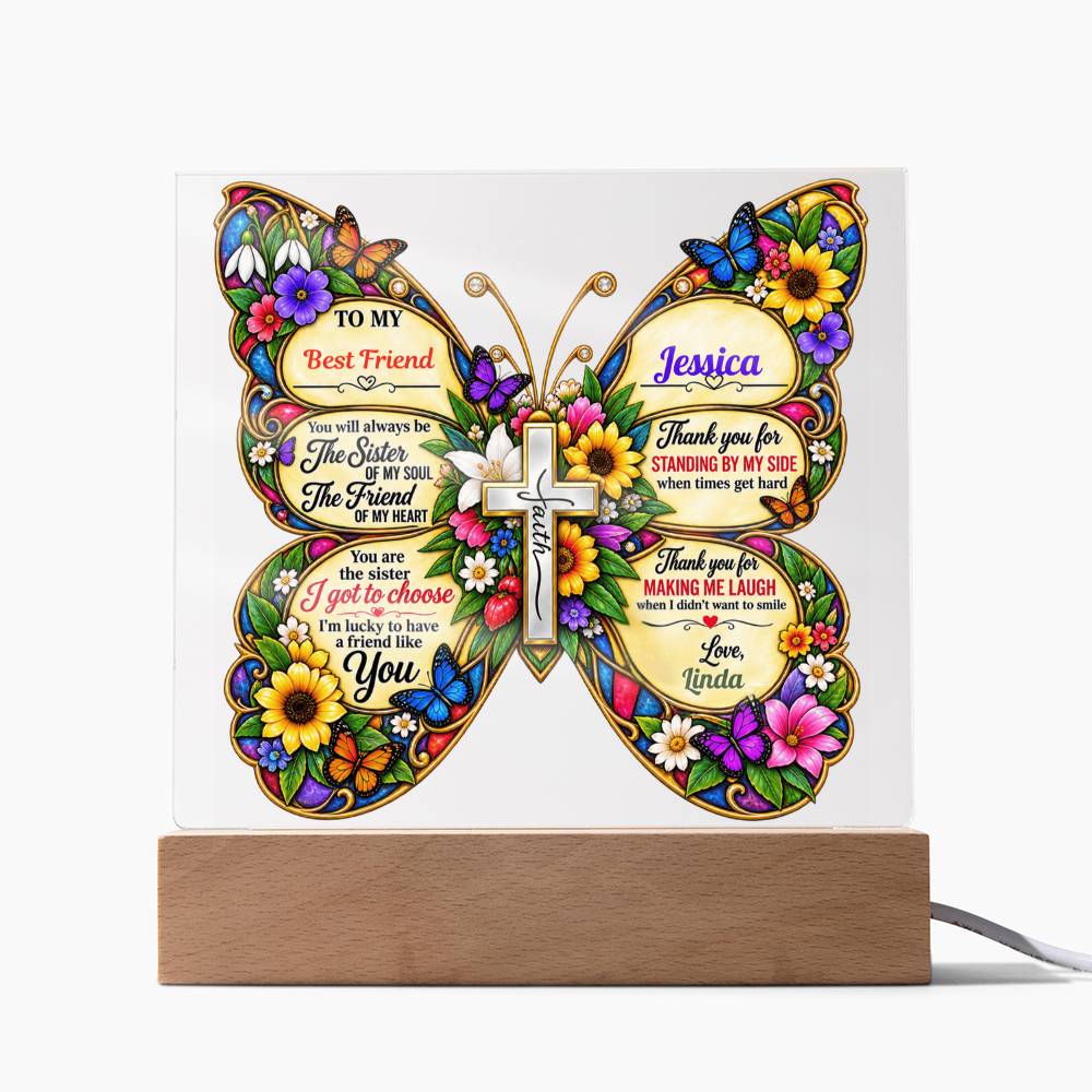 Personalized Butterfly Friendship Plaque – Best Friend, Bestie & Soul Sister Gift