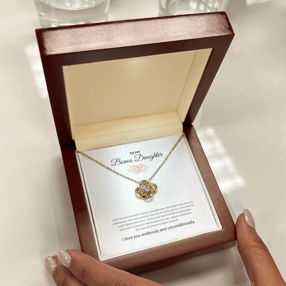 Bonus Daughter Love Knot Necklace  |(Yellow & White Gold Variants)
