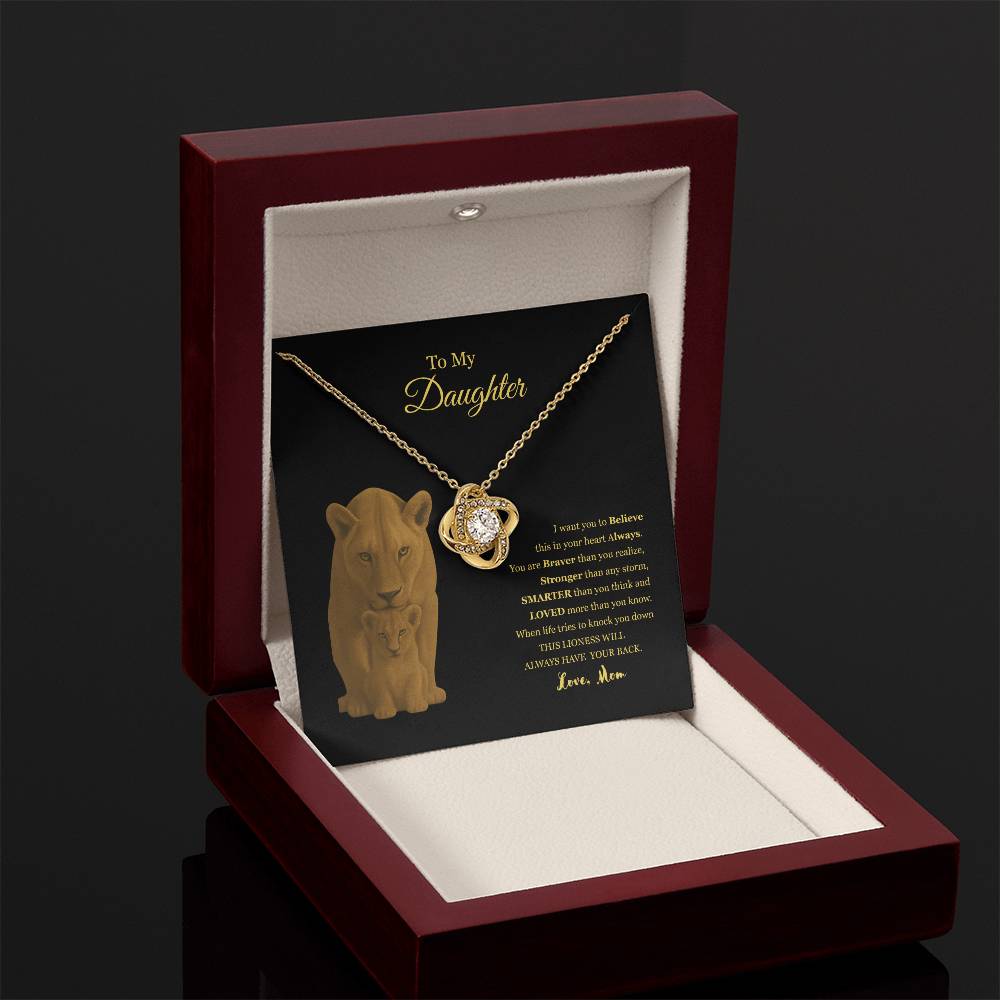 To My Daughter Love Knot Necklace