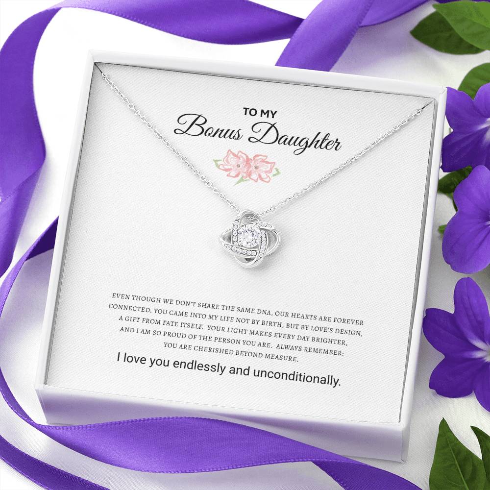 Bonus Daughter Love Knot Necklace  |(Yellow & White Gold Variants)
