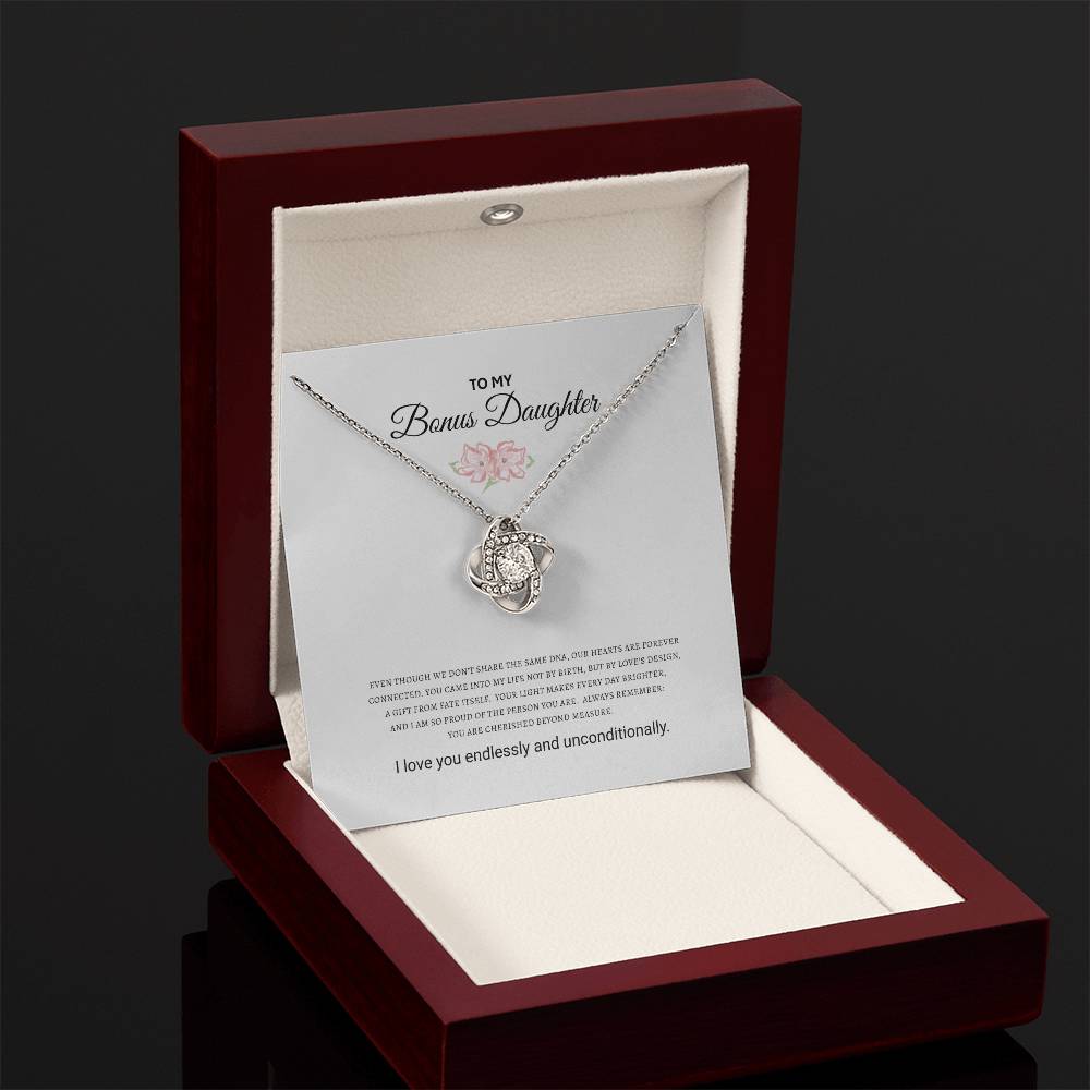 Bonus Daughter Love Knot Necklace  |(Yellow & White Gold Variants)
