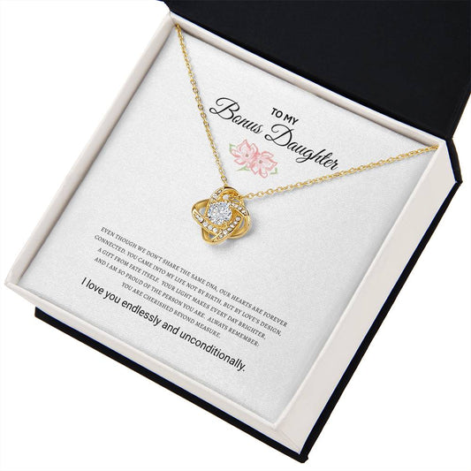 Bonus Daughter Love Knot Necklace  |(Yellow & White Gold Variants)