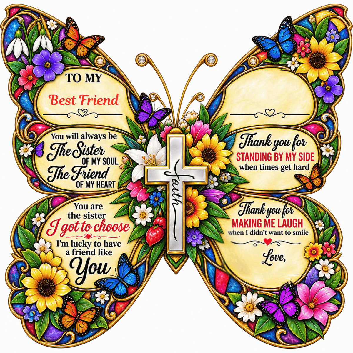 Personalized Butterfly Friendship Plaque – Best Friend, Bestie & Soul Sister Gift