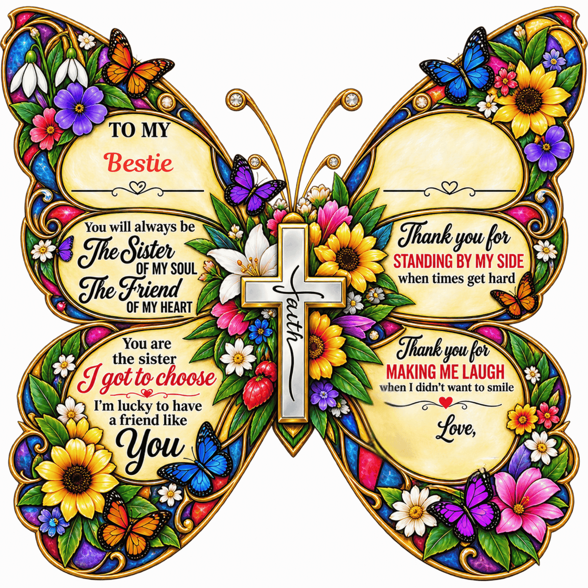 Personalized Butterfly Friendship Plaque – Best Friend, Bestie & Soul Sister Gift