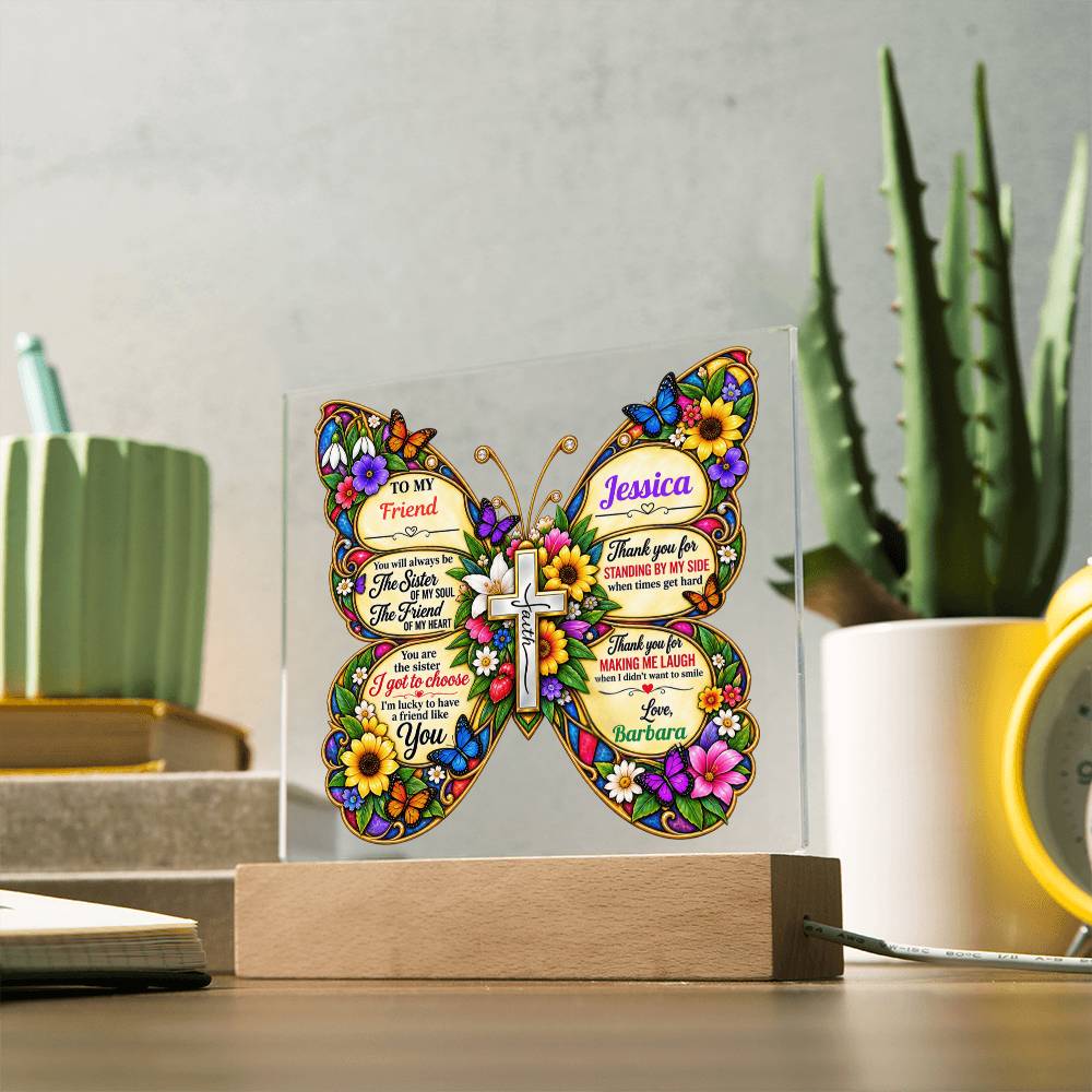 Personalized Butterfly Friendship Plaque – Best Friend, Bestie & Soul Sister Gift