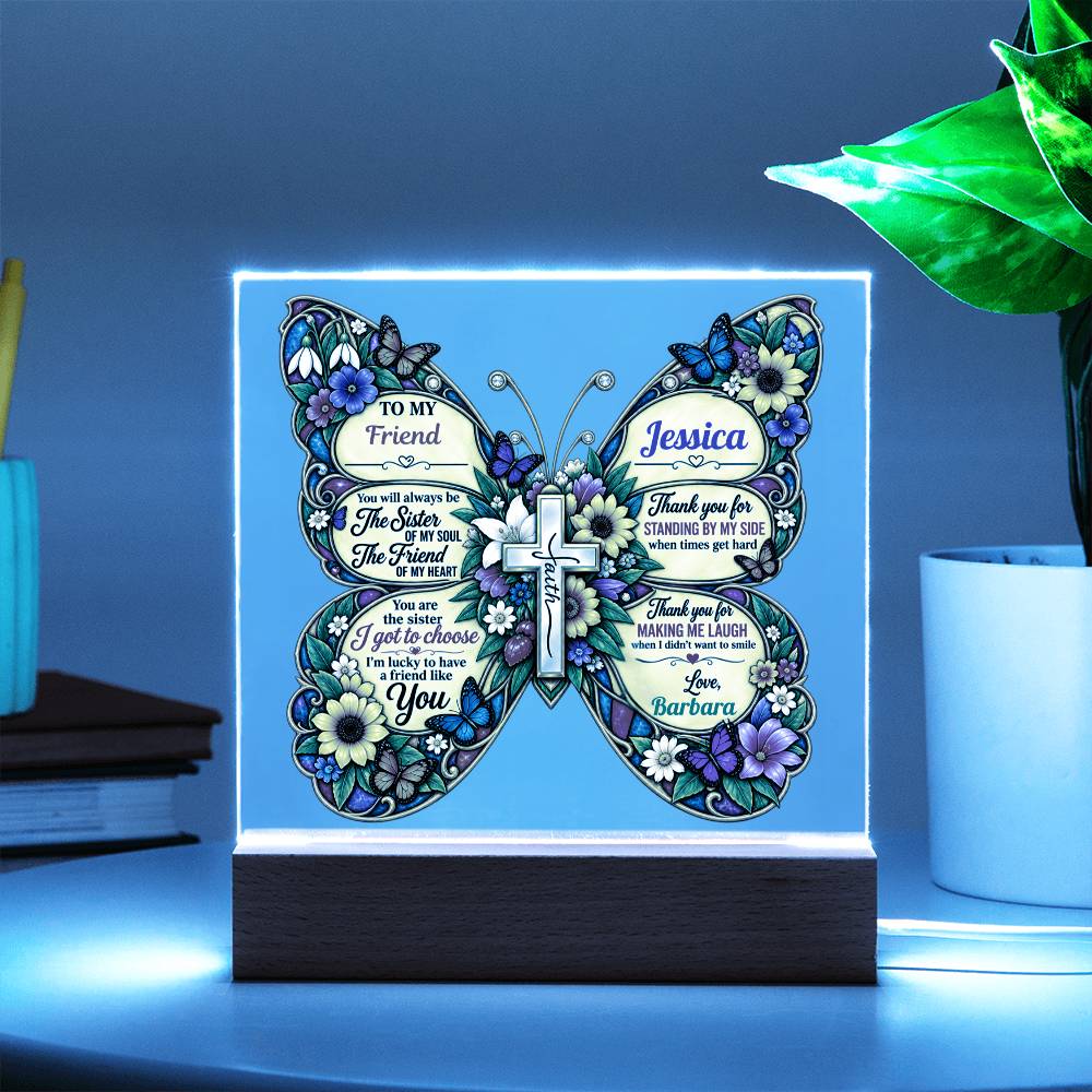 Personalized Butterfly Friendship Plaque – Best Friend, Bestie & Soul Sister Gift