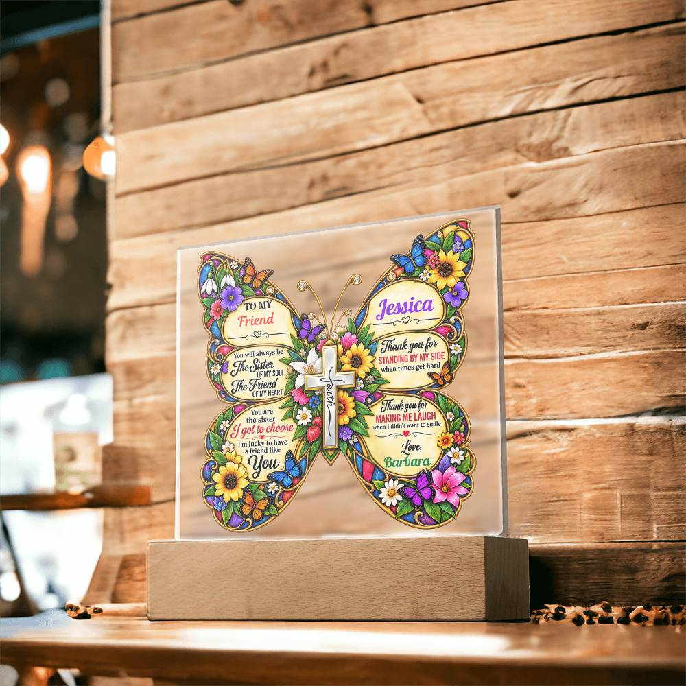 Personalized Butterfly Friendship Plaque – Best Friend, Bestie & Soul Sister Gift