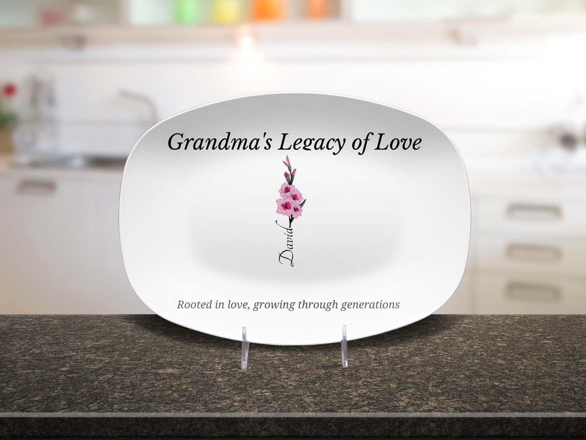 Grandma’s Legacy of Love – Personalized Birth Flower Display Platter