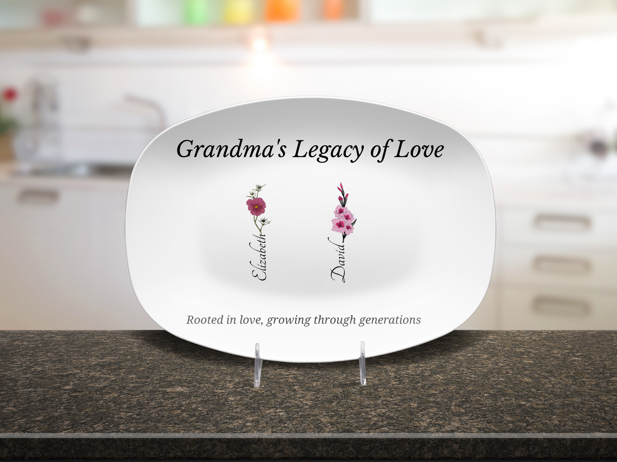 Grandma’s Legacy of Love – Personalized Birth Flower Display Platter