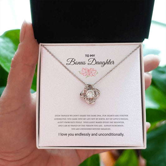 Bonus Daughter Love Knot Necklace  |(Yellow & White Gold Variants)