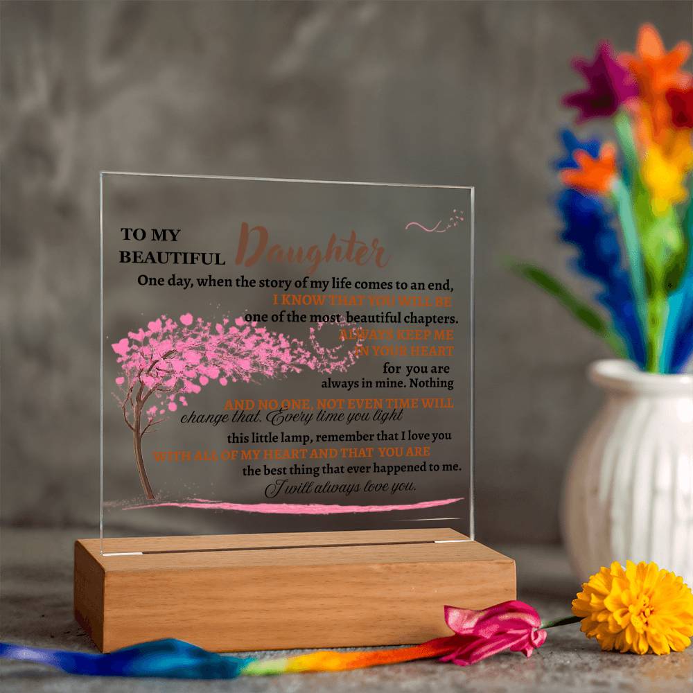 To My Beautiful Daughter | Lighted Acrylic Square Plaque