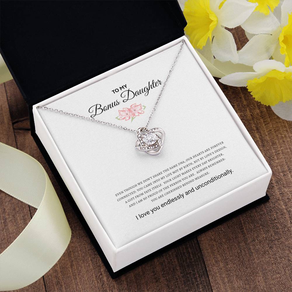 Bonus Daughter Love Knot Necklace  |(Yellow & White Gold Variants)