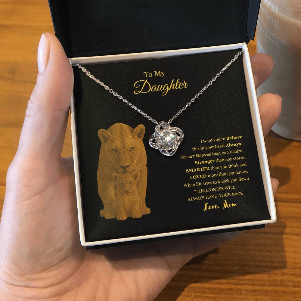 To My Daughter Love Knot Necklace