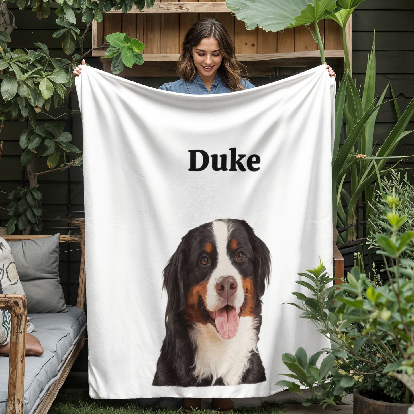 Your Special Pet on a Personalized Jersey Fleece Blanket |  50" x 60"