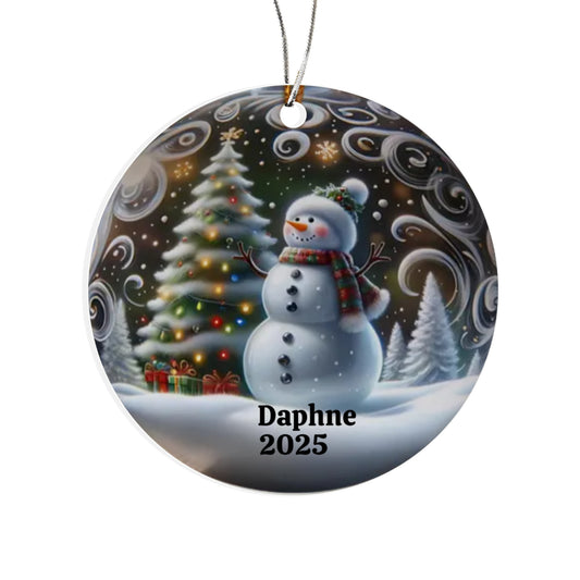 Personalized Snowman Acrylic Circle Ornament