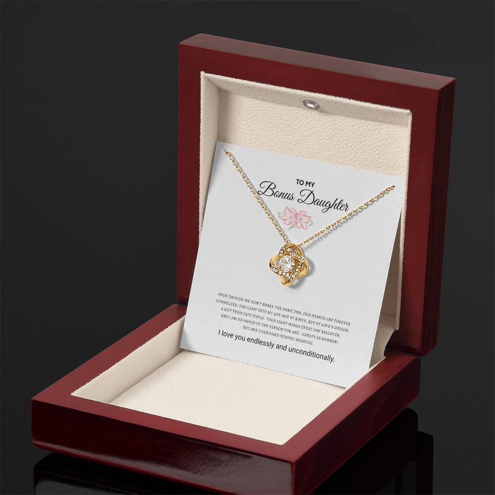 Bonus Daughter Love Knot Necklace  |(Yellow & White Gold Variants)