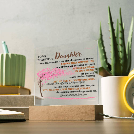 To My Beautiful Daughter | Lighted Acrylic Square Plaque