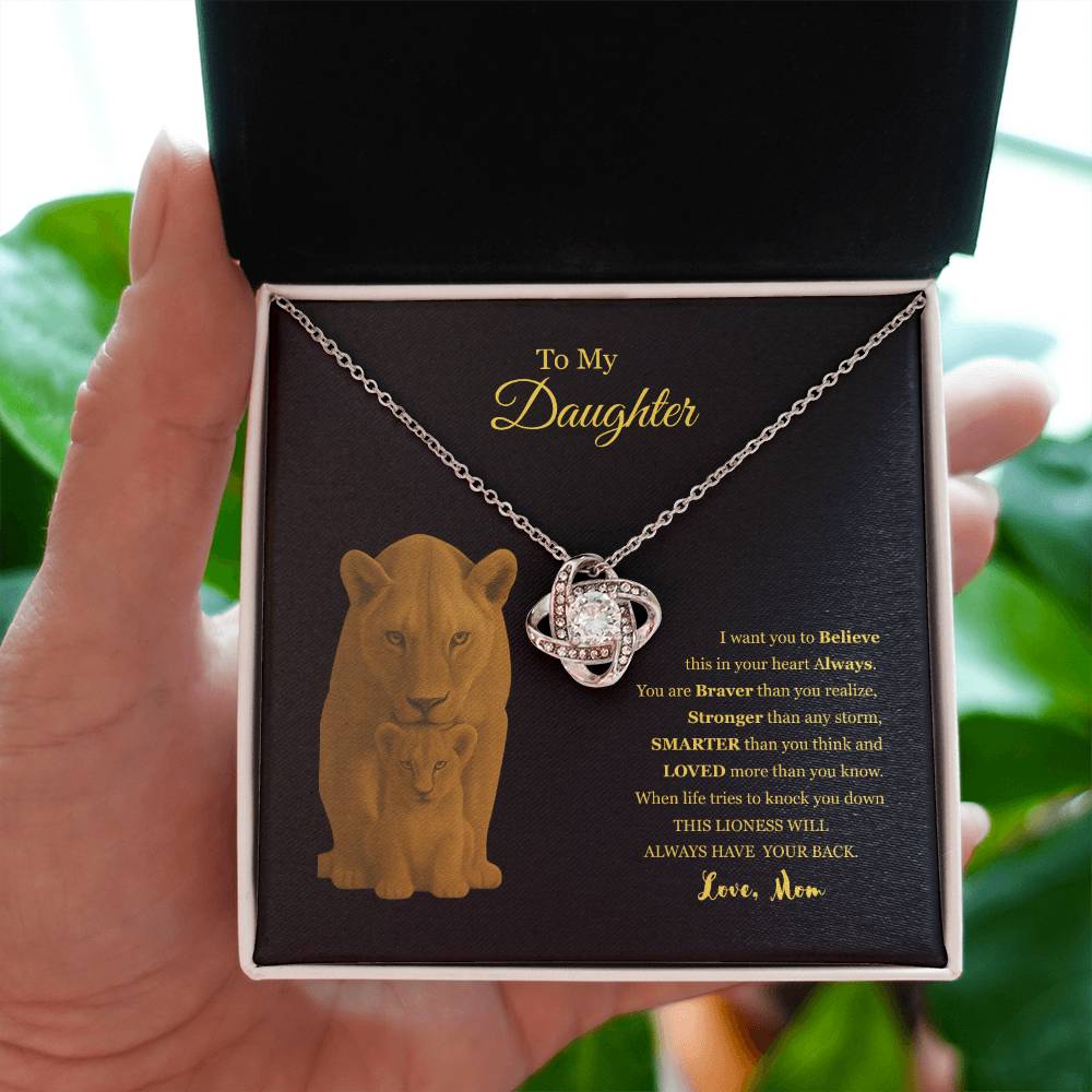 To My Daughter Love Knot Necklace